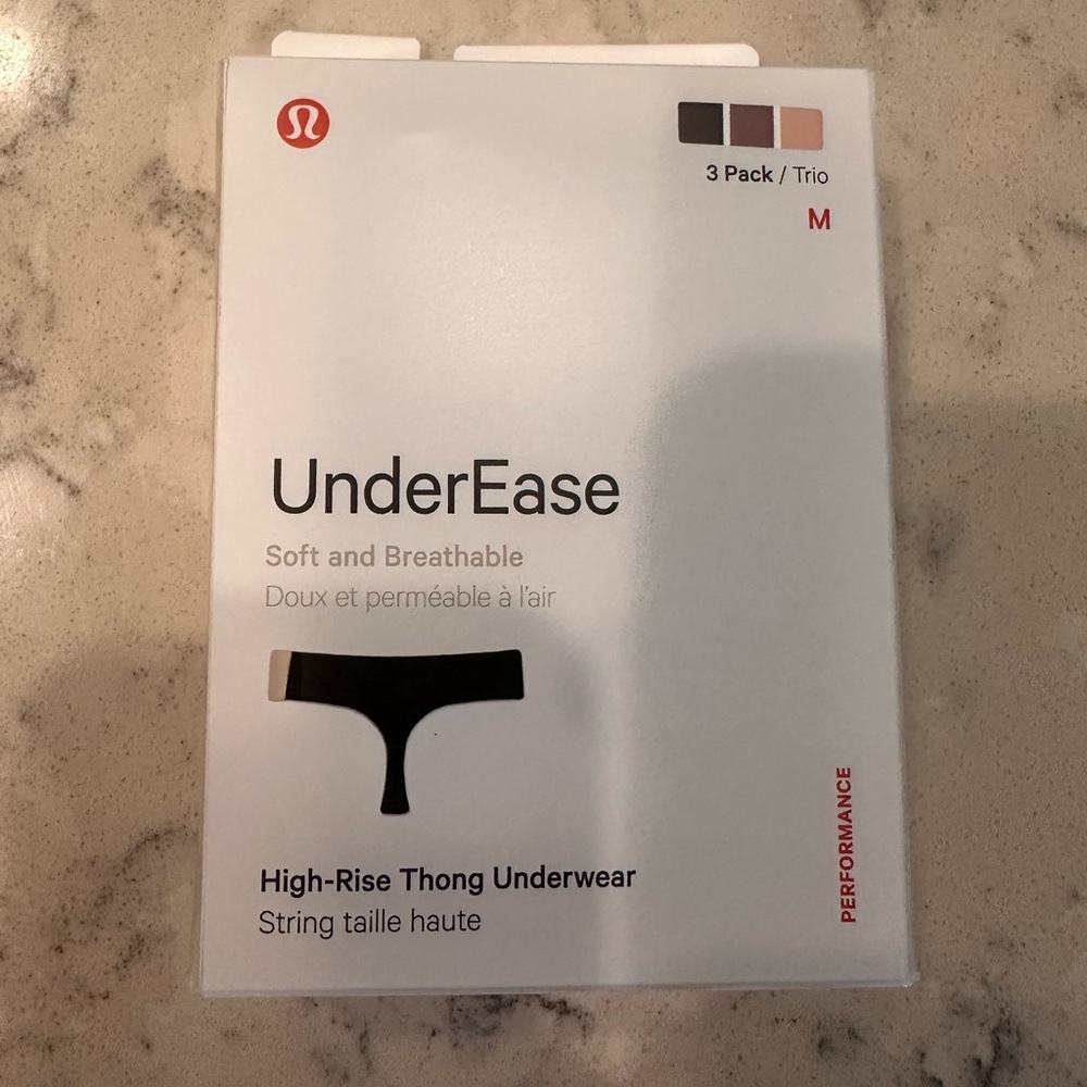 NWT Lululemon Underease High-Rise Thong Underwear BLK/TWRS/MYSH  - Size M